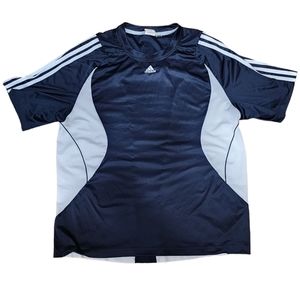 Adidas 3 Stripe Navy & White Meshed Clima365 Retro Jersey Practice Shrt Mens L